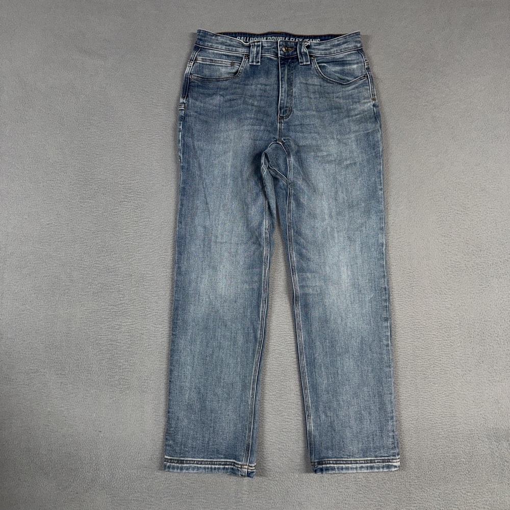 Duluth Trading Jeans Mens 30x30 Blue Relaxed Fit Ballroom Double Flex Distressed
